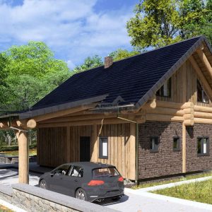 Post-and-Beam-Haus Altenburg mit Klinkerfassade Eingang